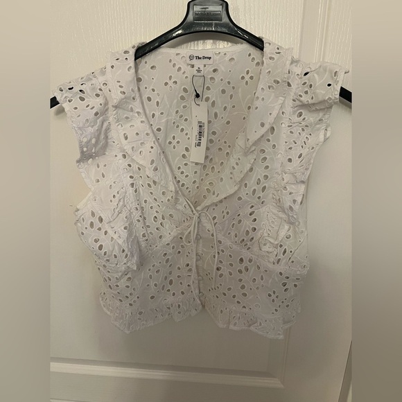 The Drop Tops - The Drop Women's White Eyelet Blouse